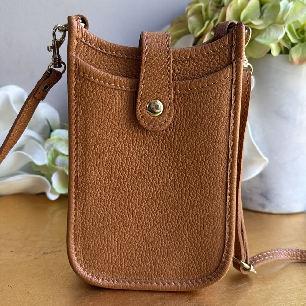 NWOT! Raffinato Borsetta Crossbody in Caramel Pebbled Leather - Picture 2 of 12